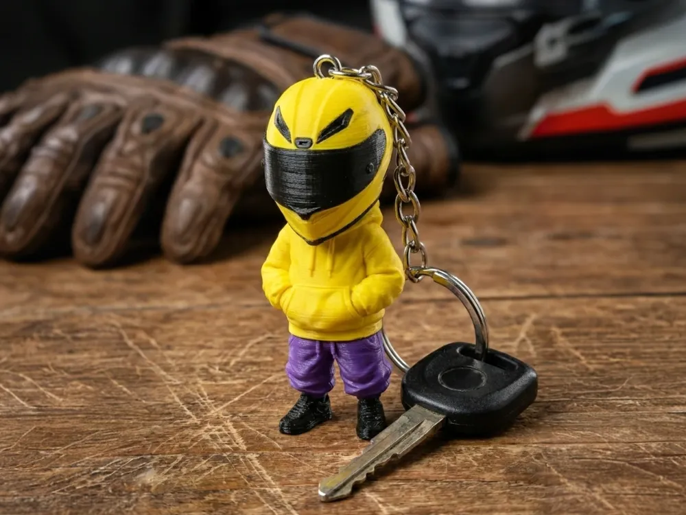 🏍️ Sarı Kasklı Motorcu Anahtarlık | Farklı ve Dikkat Çekici Tasarım! 🔑🔥