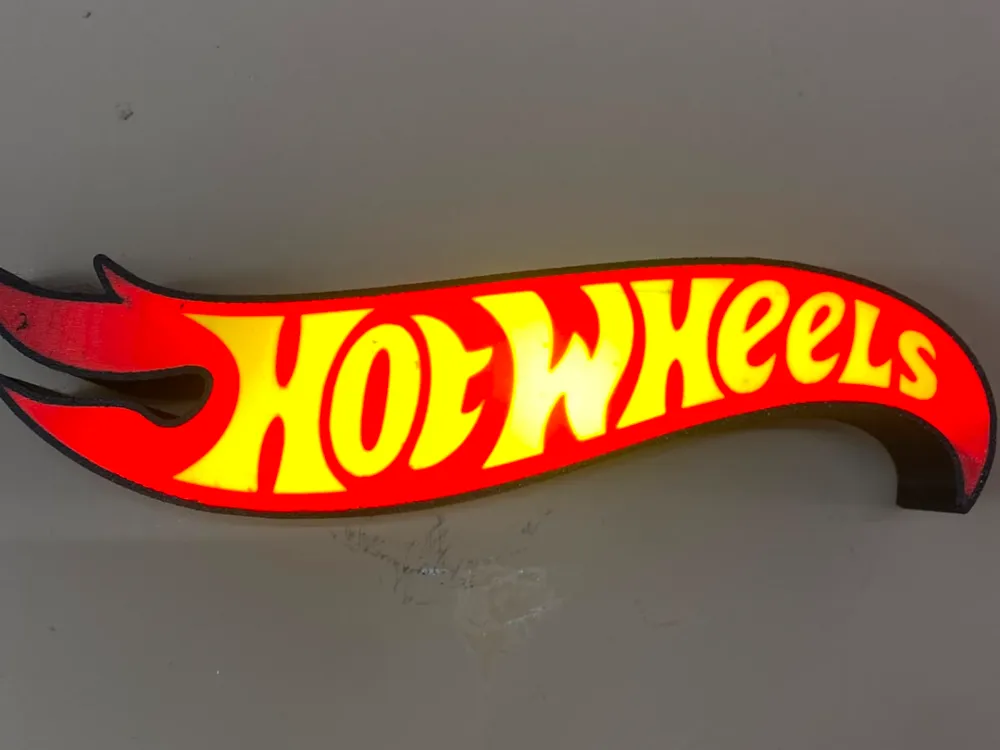 🔥 Hot Wheels LED Işıklı Duvar Dekoru | 3D Baskı PETG - fotoğraf 3