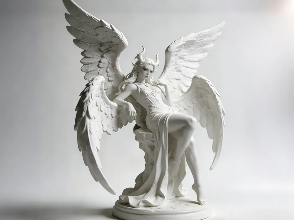 Zarif Kanatlı Fantastik Kadın Figürü – 3D Baskı Dekoratif Biblo